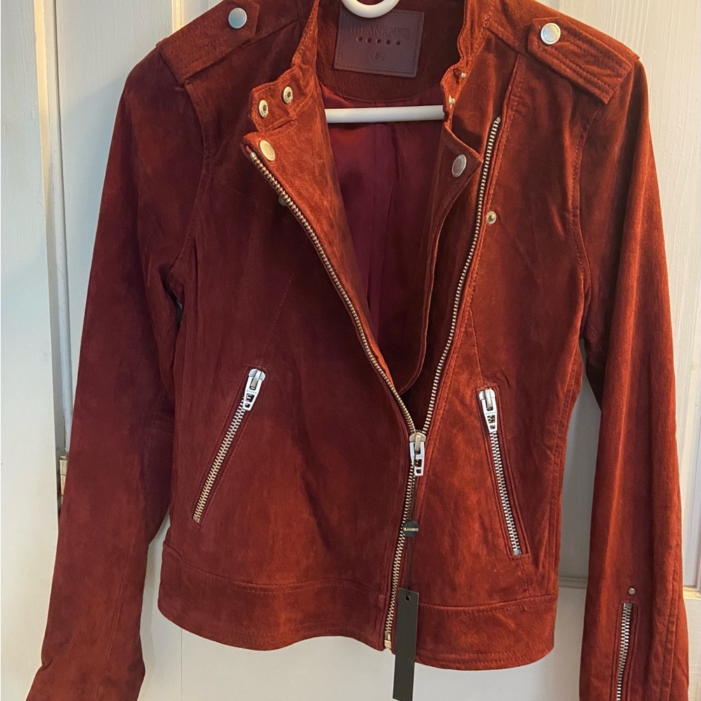 NWT Blank NYC Suede Moto jacket in Deep Red, size Small - Picture 7 of 8